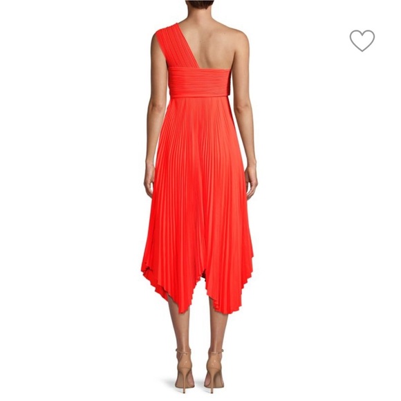 NWT A.L.C. Neon Orange Marbury One Shoulder Dress sz 0 - Picture 2 of 8